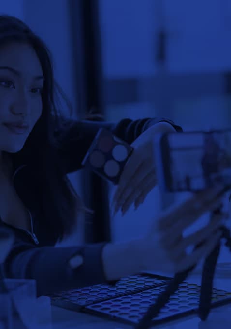 Content creator filming a video